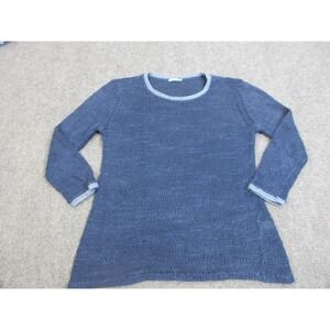 J McLaughlin Sweater Womens Small Blue Linen Tunic Scoop Neck Long Sleeve